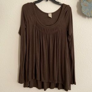 Free People olive green rayon babydoll top blouse size S